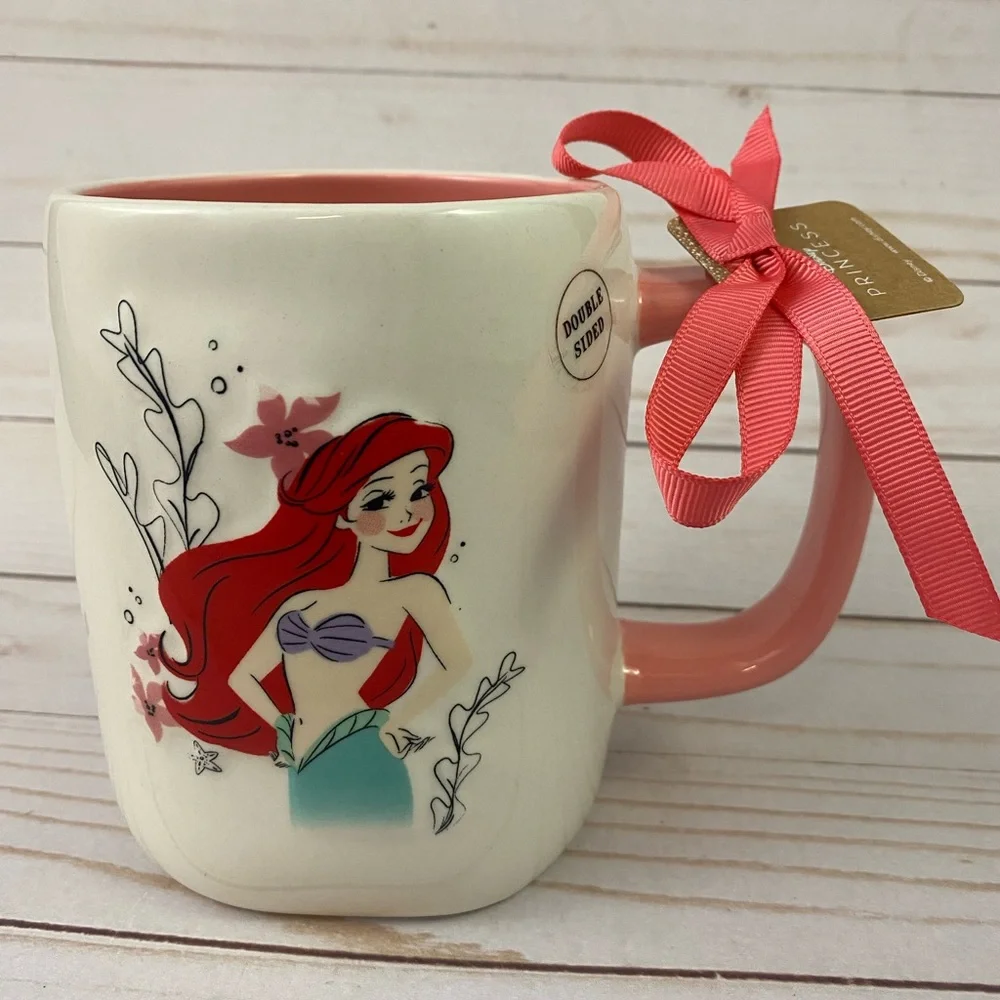 Rae Dunn Disney Princess Little Mermaid Ariel Coffee Mug Cup Double Sided - Picture 1 of 6